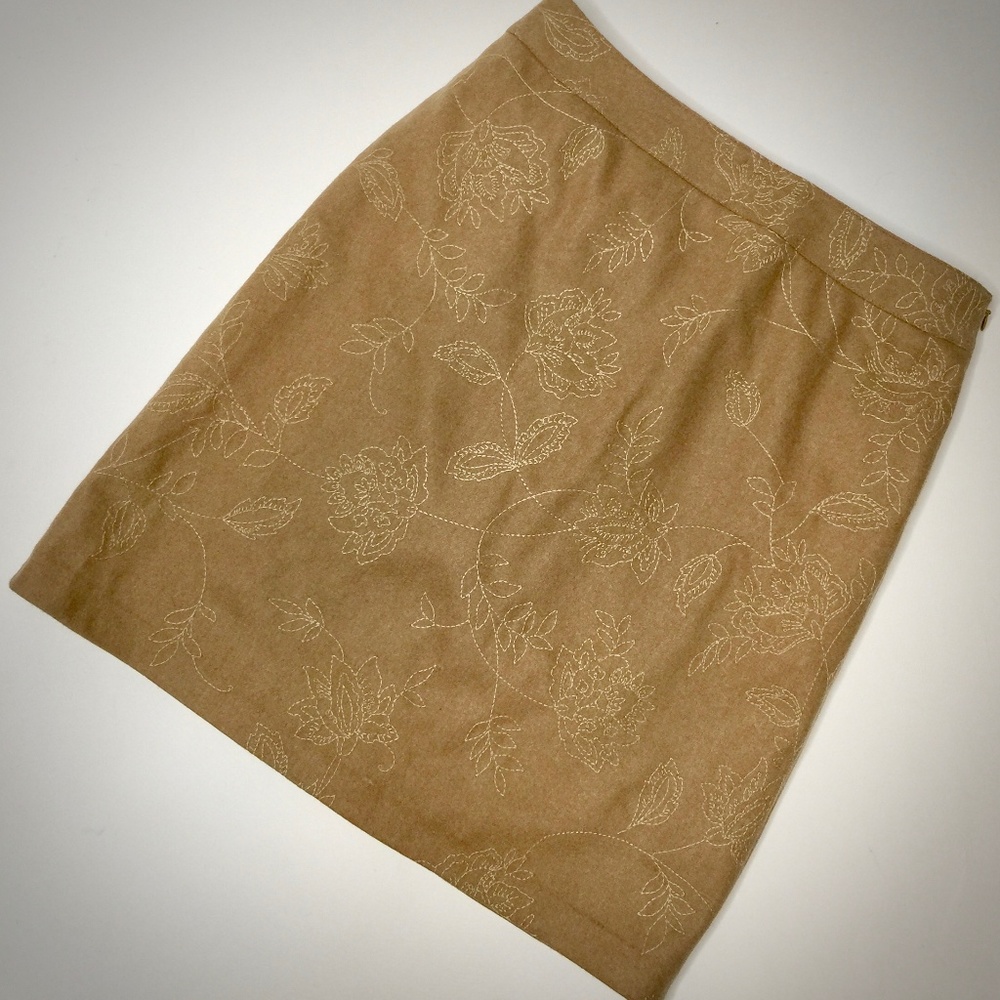 Ann Taylor Pencil Skirt 4P Wool Blend Camel Brown